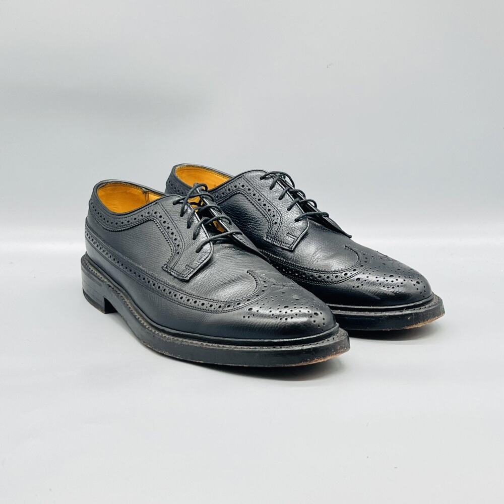 Florsheim Shoes Mens 8 Black Leather Imperial Wingtip Oxford Derby Dress Brogue